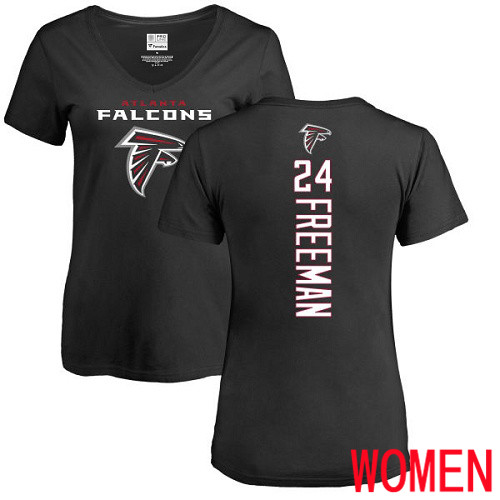 Atlanta Falcons Black Women Devonta Freeman Backer NFL Football #24 T Shirt->nfl t-shirts->Sports Accessory